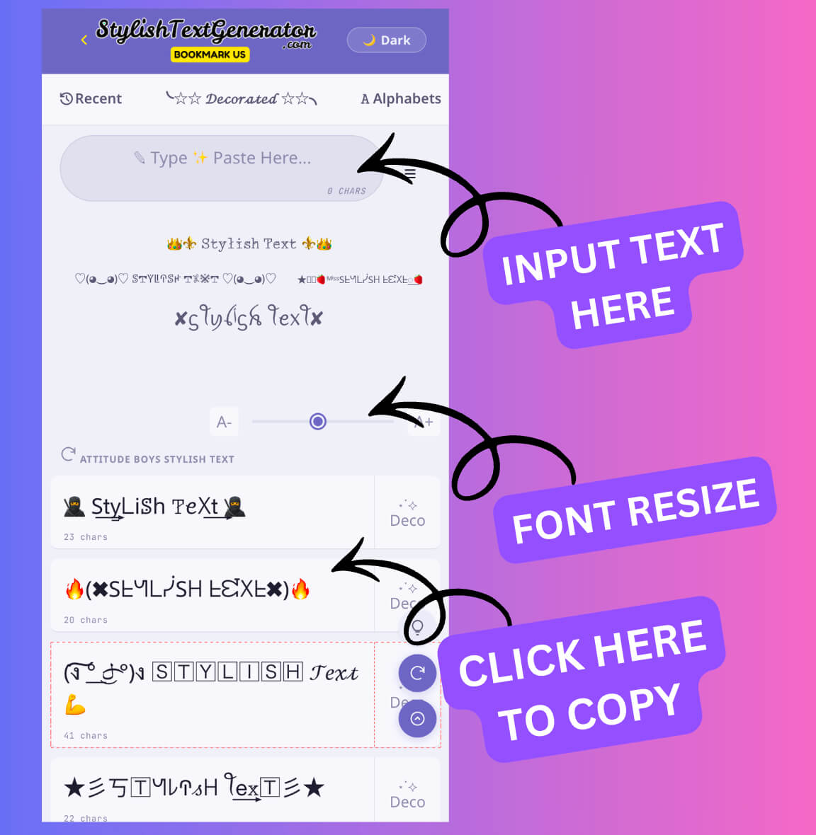 Text Stylish Text tool website