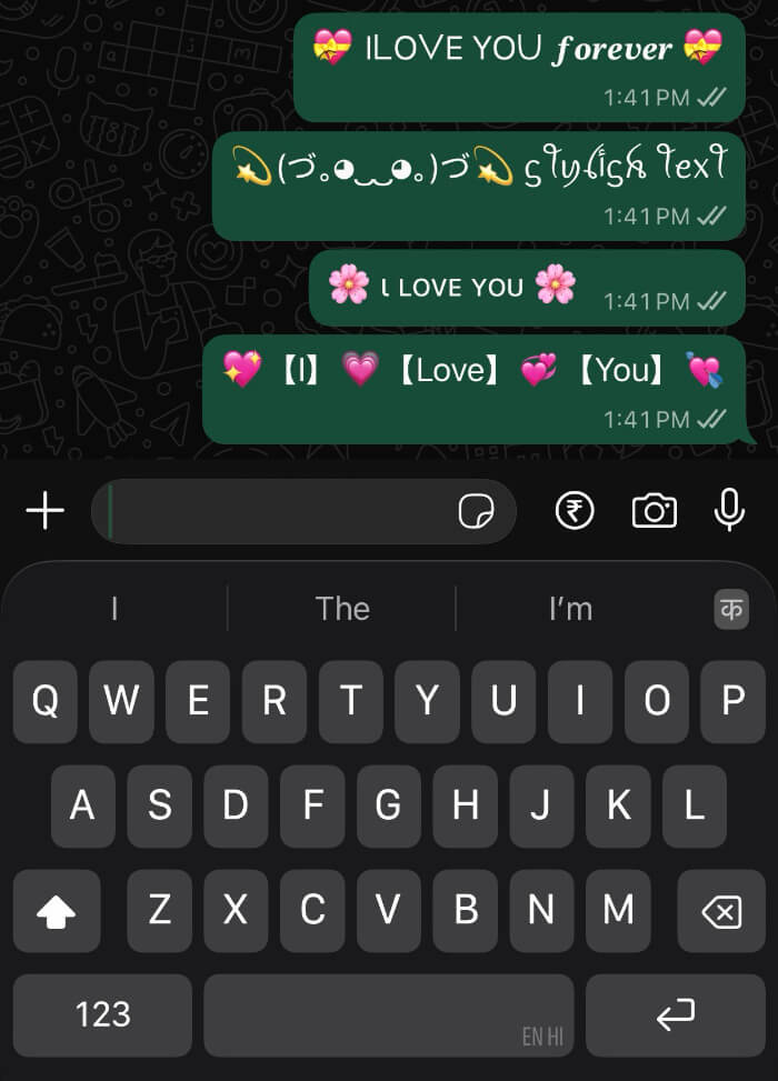I Love You Stylish Text